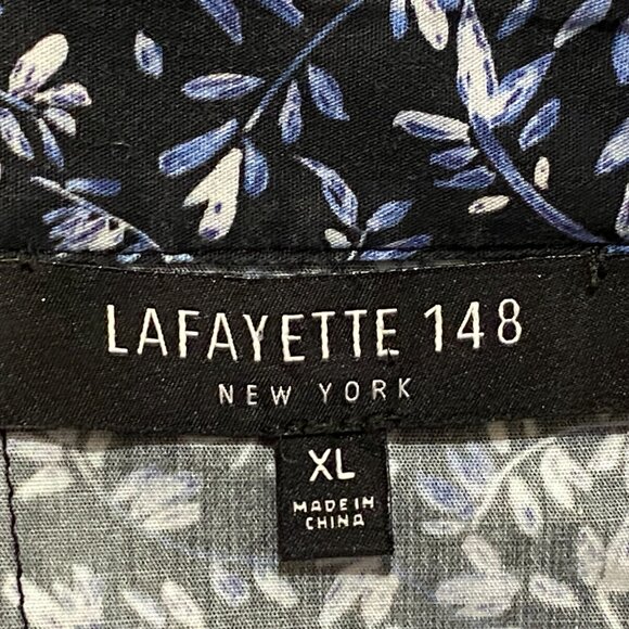 Lafayette 148 Women's Shirt Button Up Tunic Sz XL Long Sleeve Cotton Floral - Picture 10 of 11